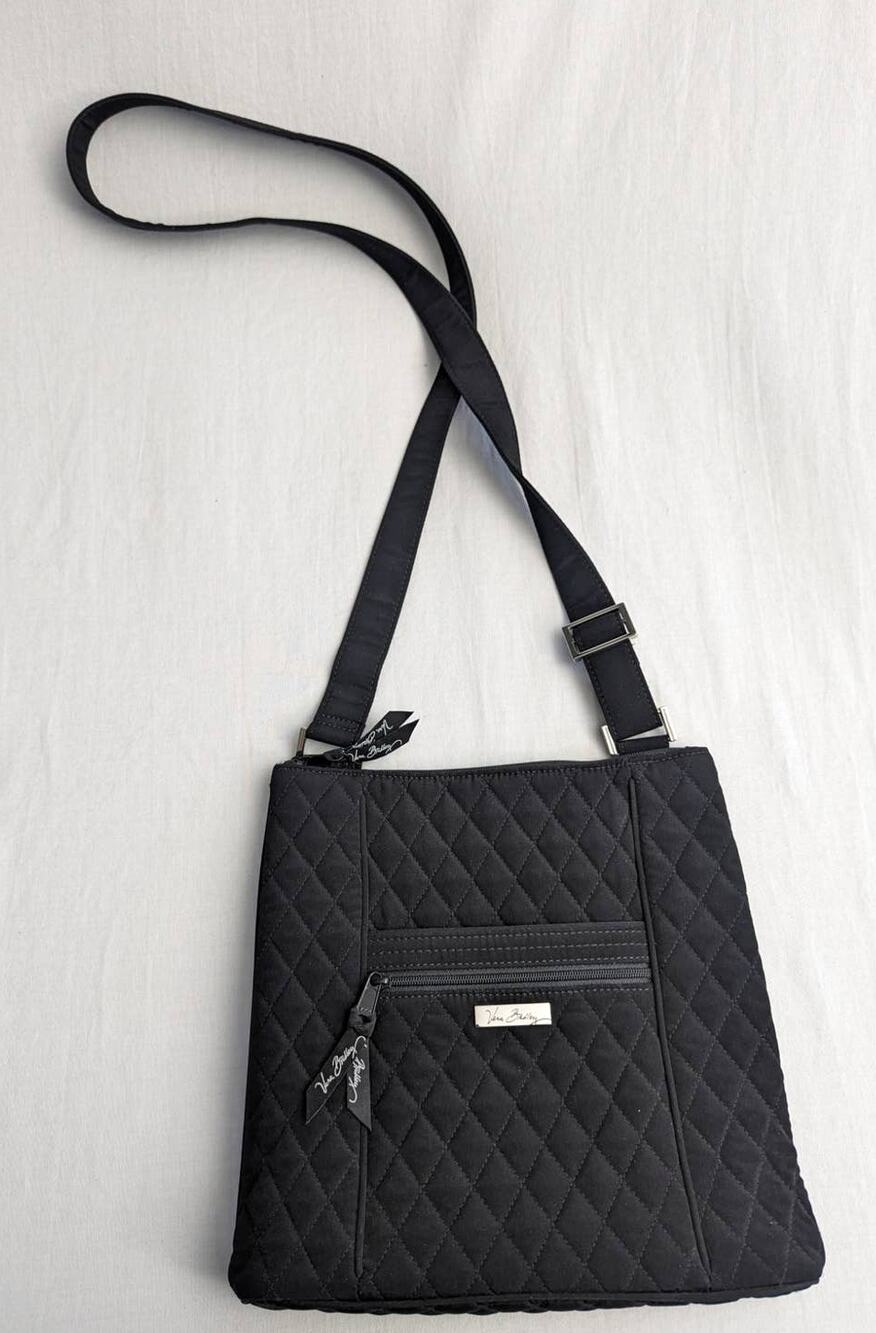 Vera Bradley Purse Crossbody Quilted Black Hipster Bag Travel Vacation Carry On